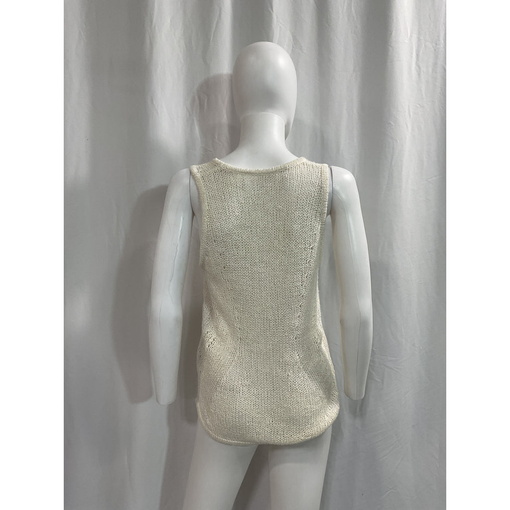 Helmut Lang White Silk Open-Knit Tank Top Size XS