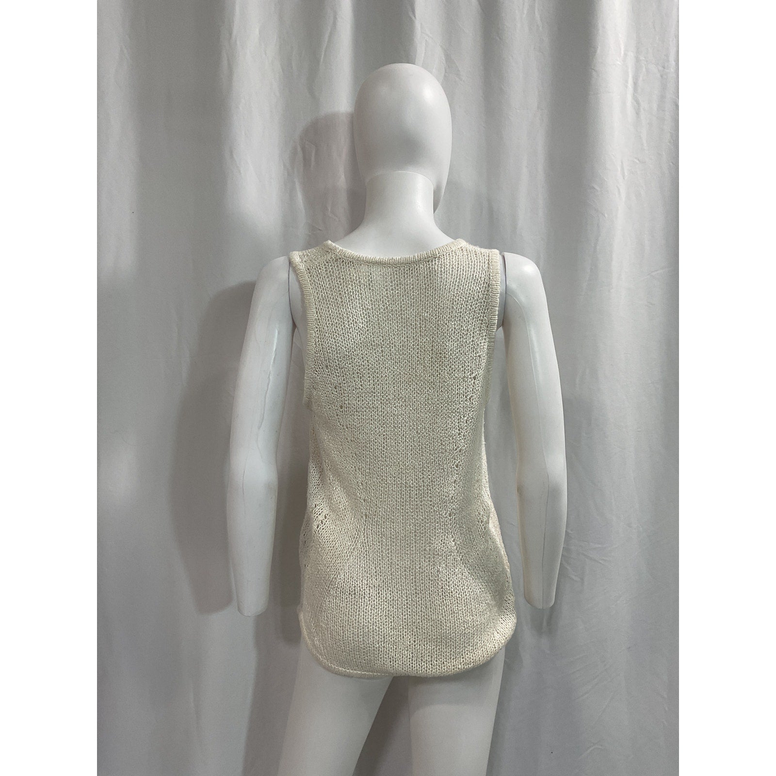 Helmut Lang White Silk Open-Knit Tank Top Size XS