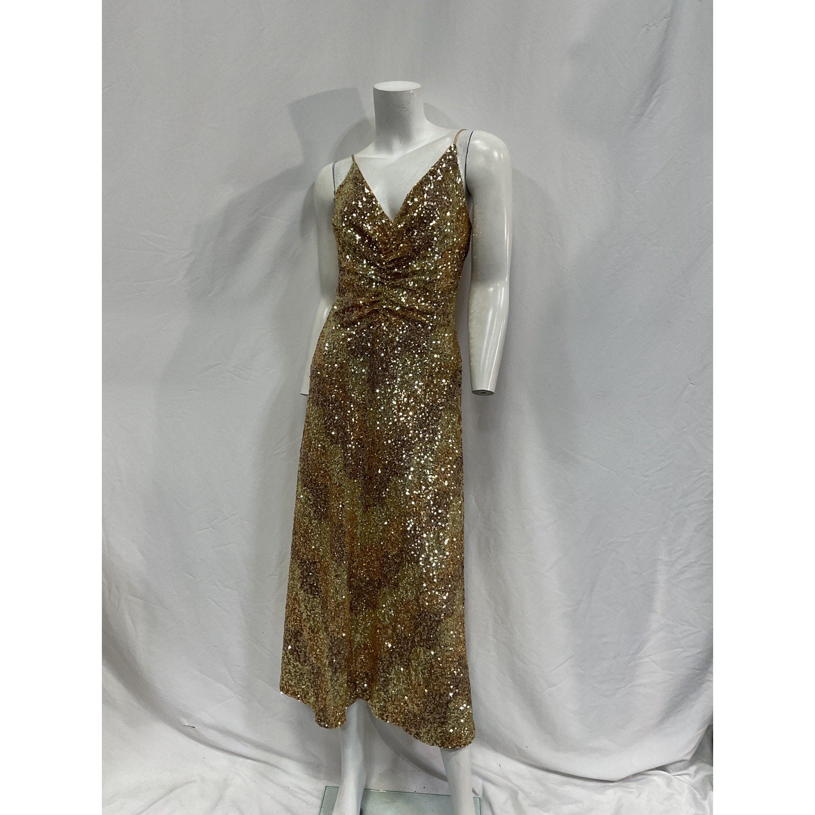 Halston 'Alesandra' Gold Polyester Dress Size 4