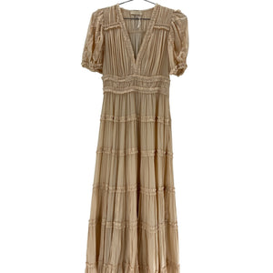 Ulla Johnson Tiered Beige Rose Dress Size 2