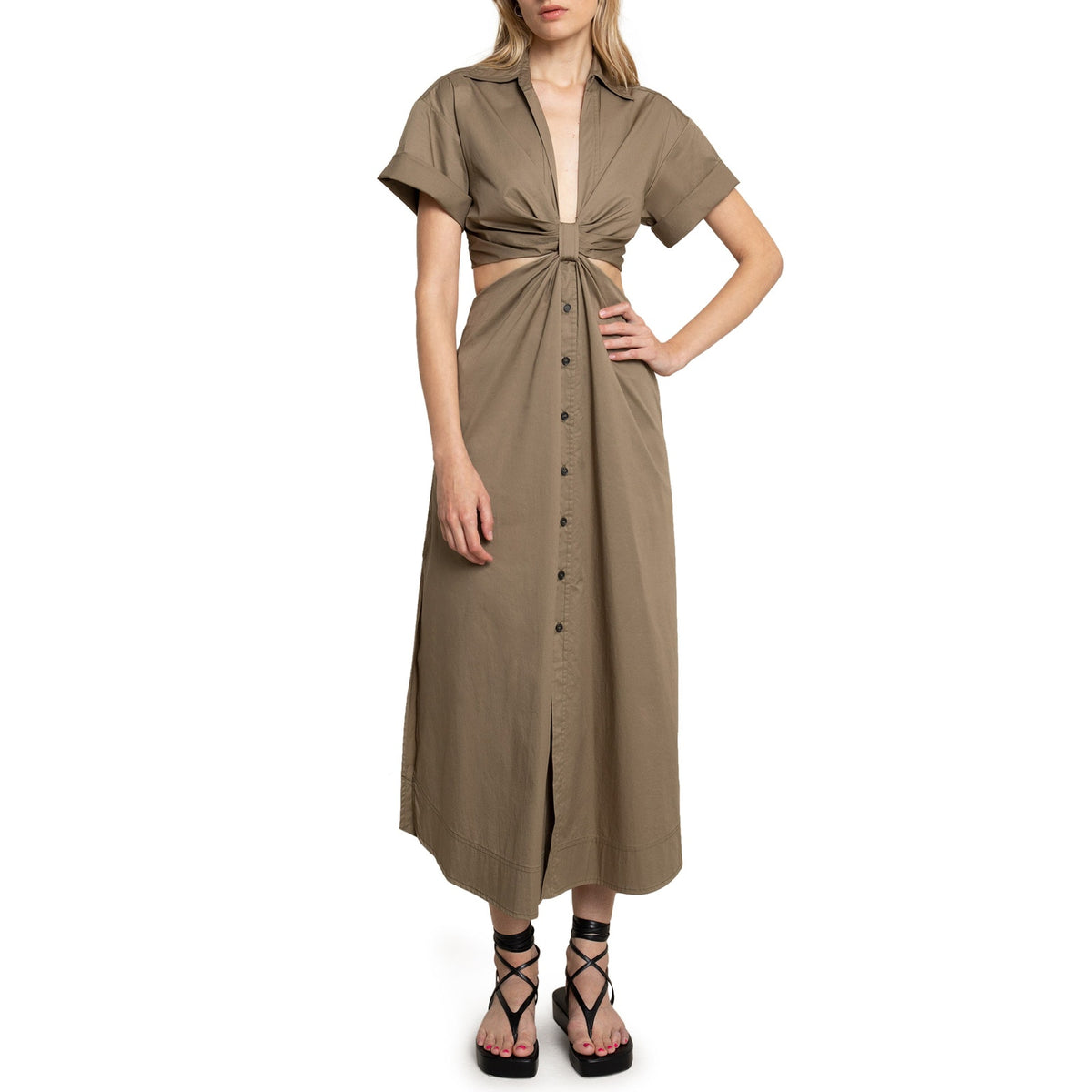 A.L.C. Cutout Green Georgia Shirtdress Size 4