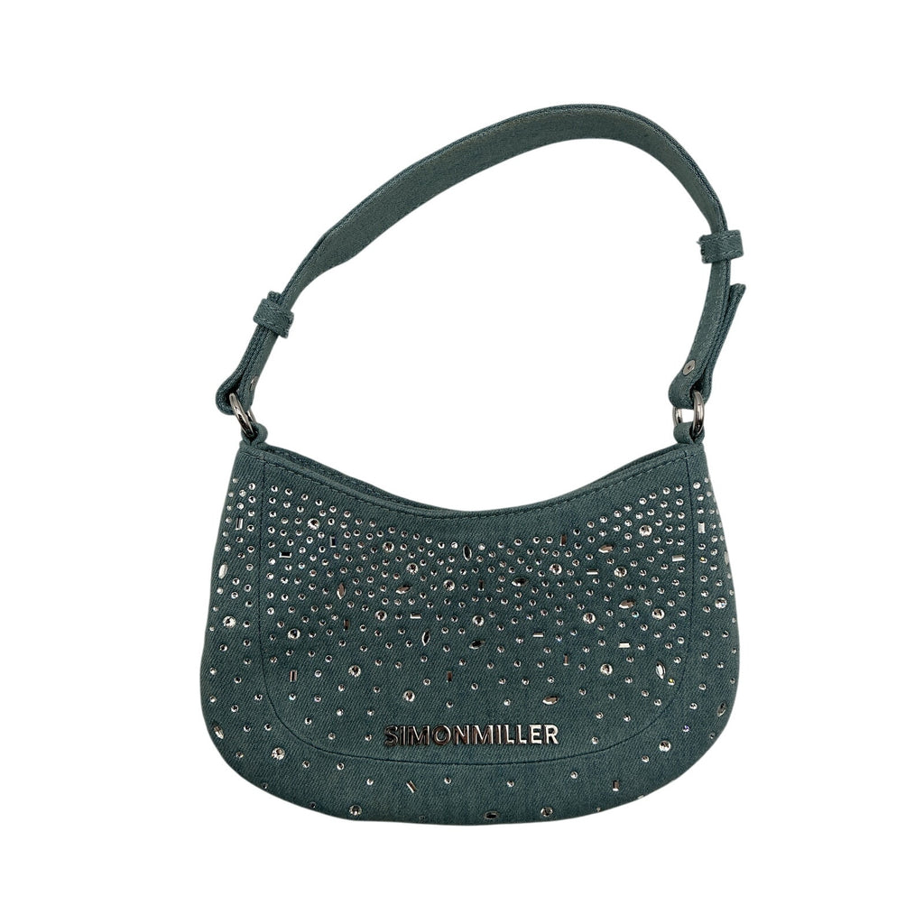 Simon Miller Mini Blue Cotton Sasi Crystal-Embellished Denim Shoulder Bag