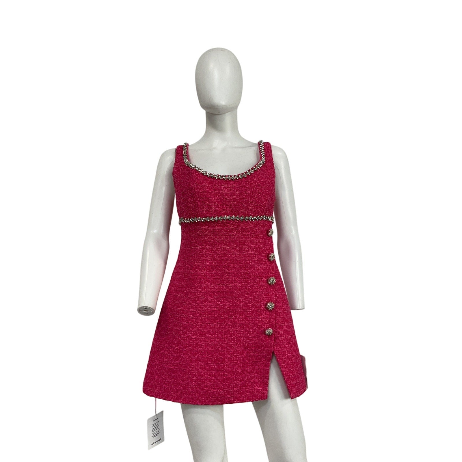 Self-Portrait 'Boucl�' Pink Polyester Mini Dress Size 6 - NWT