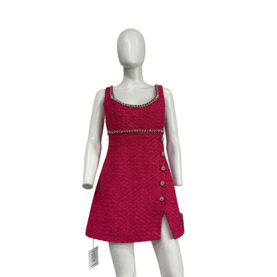 Self-Portrait 'Boucl�' Pink Polyester Mini Dress Size 6 - NWT