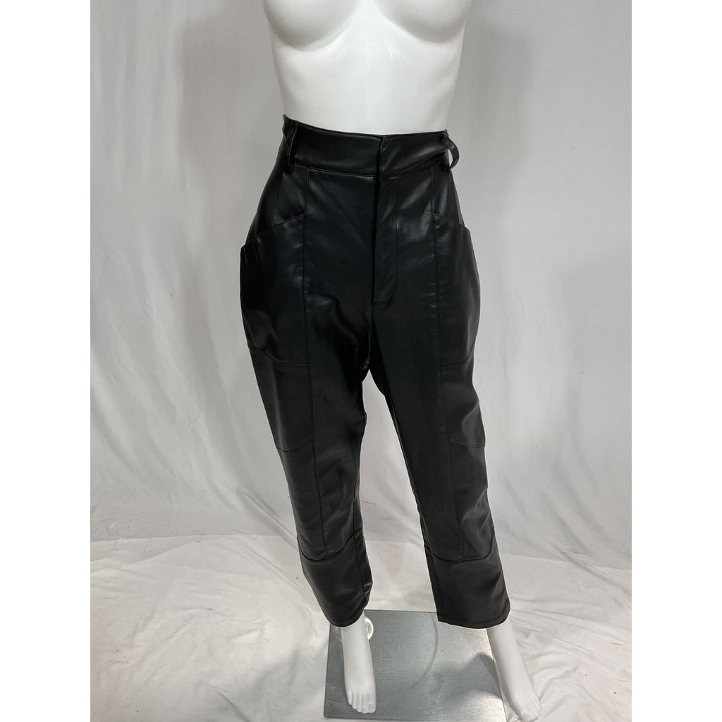Ronny Kobo 'Katie' Black Faux Leather Crop Pants Size M