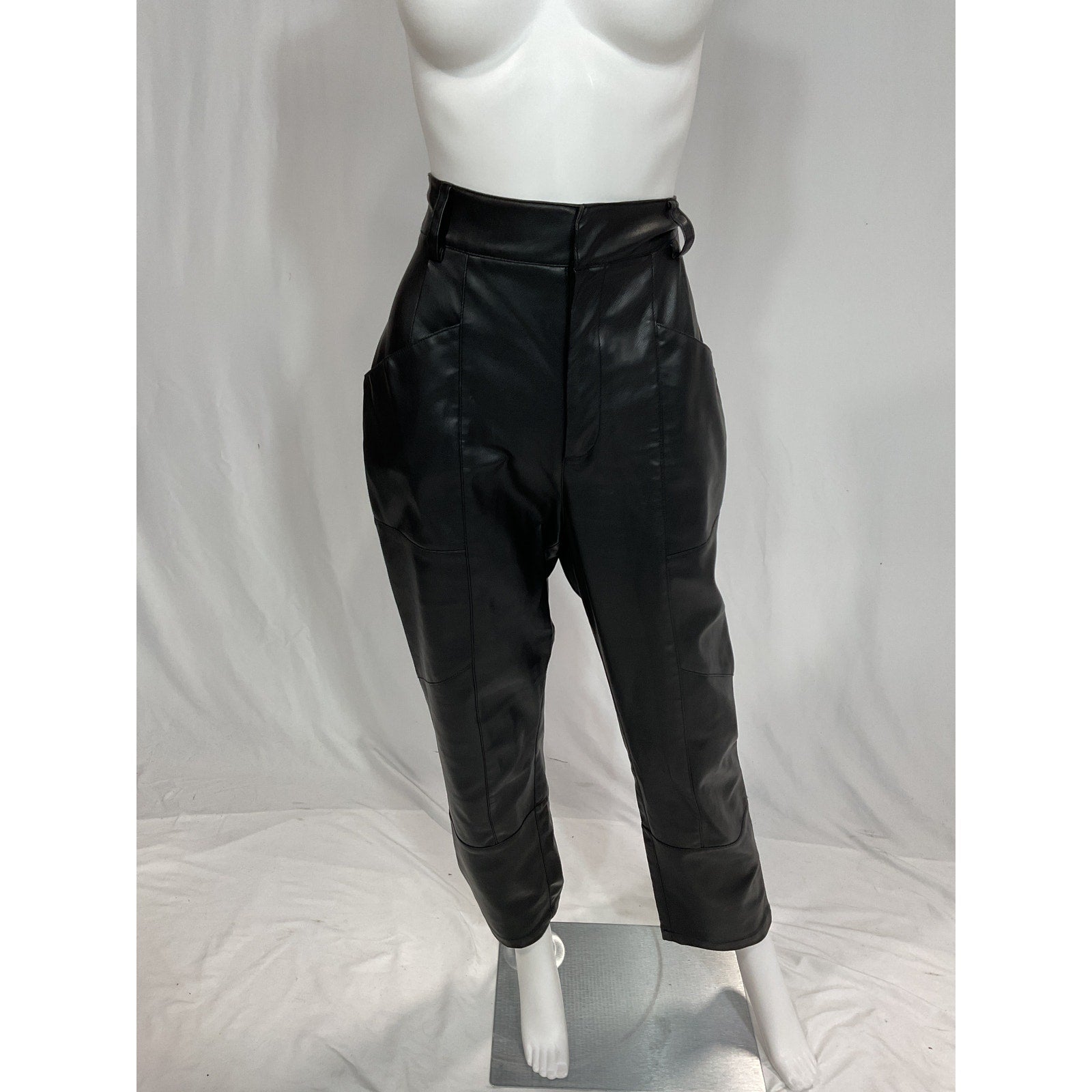Ronny Kobo 'Katie' Black Faux Leather Crop Pants Size M