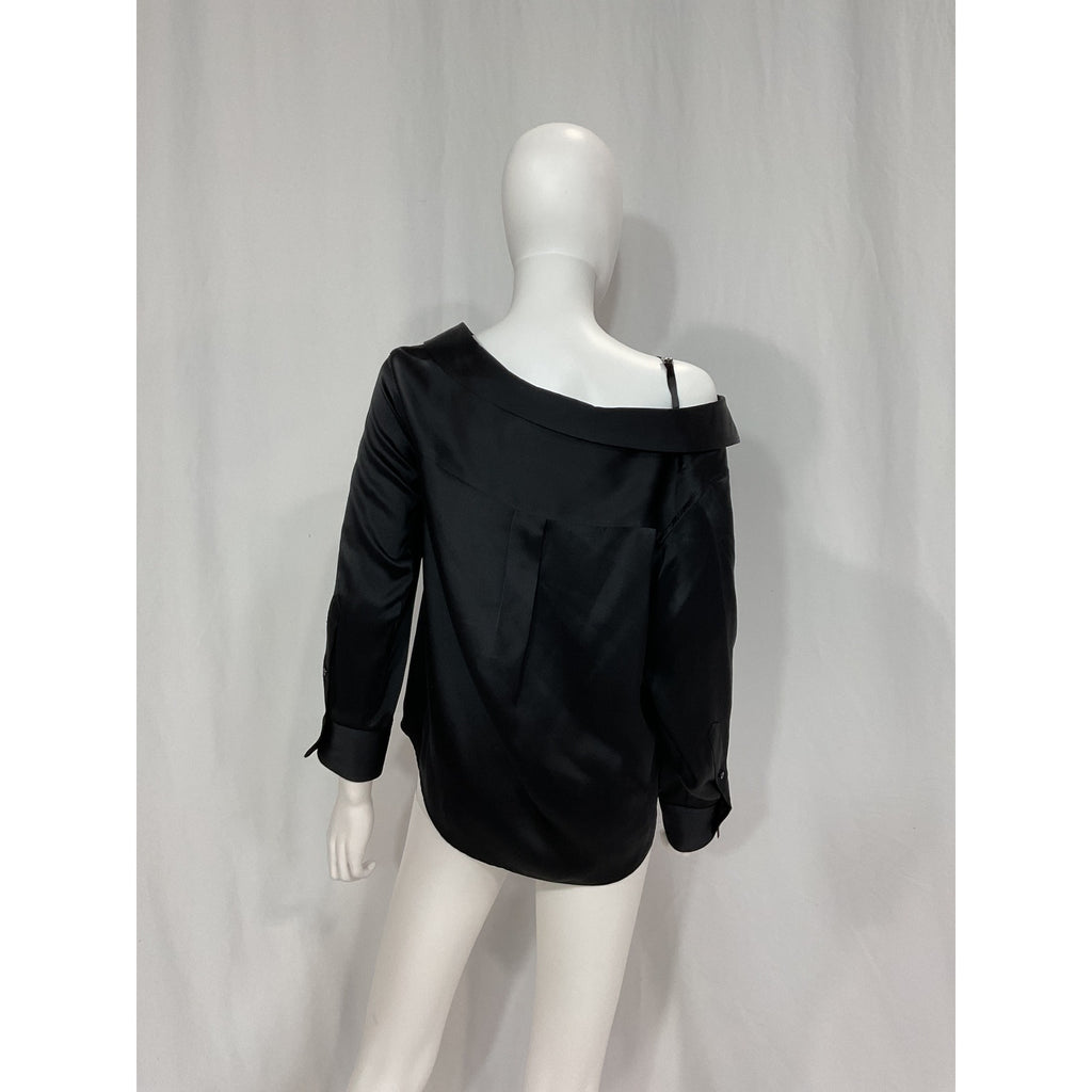 Alexander Wang 'Off The Shoulder' Black Satin Top Size XS - NWT