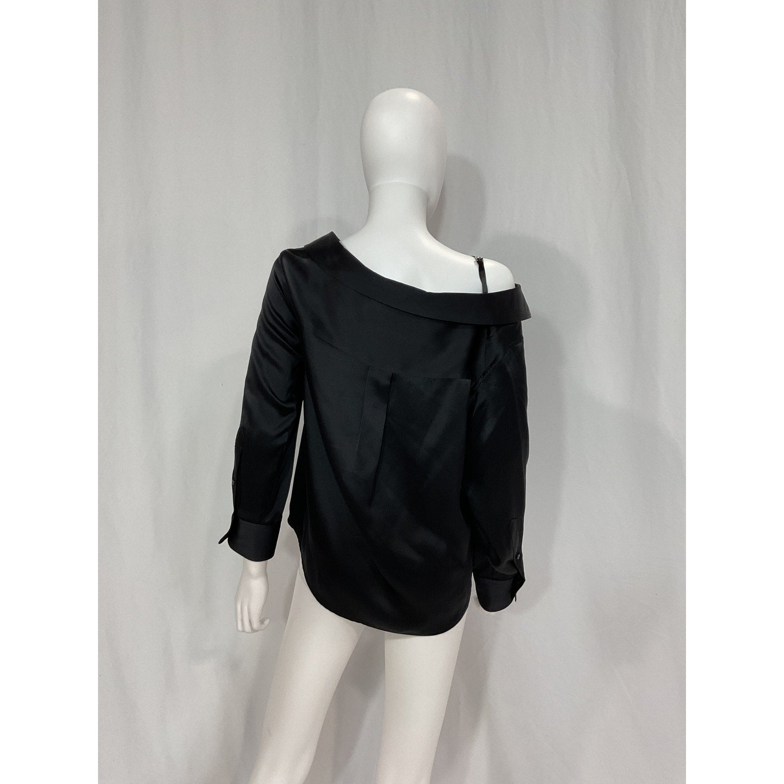 Alexander Wang 'Off The Shoulder' Black Satin Top Size XS - NWT