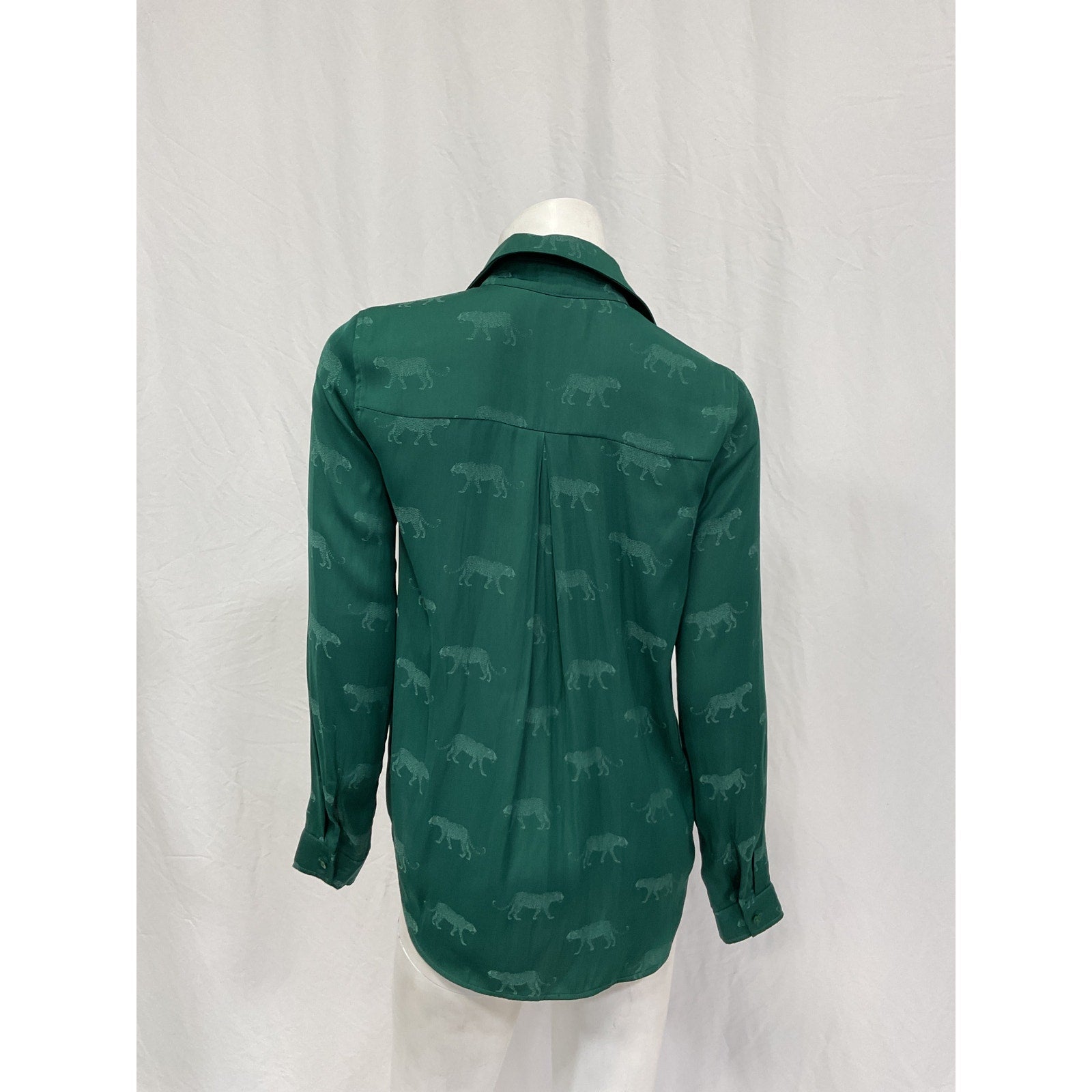 L'Agence 'Holly' Green Polyester Blouse Size XS