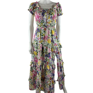 Astr The Label Floral White Viona Maxi Dress Size L