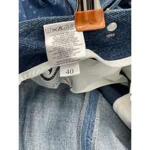 Marine Serre Patchwork Blue Moonogram Belted Denim Skirt Size 40
