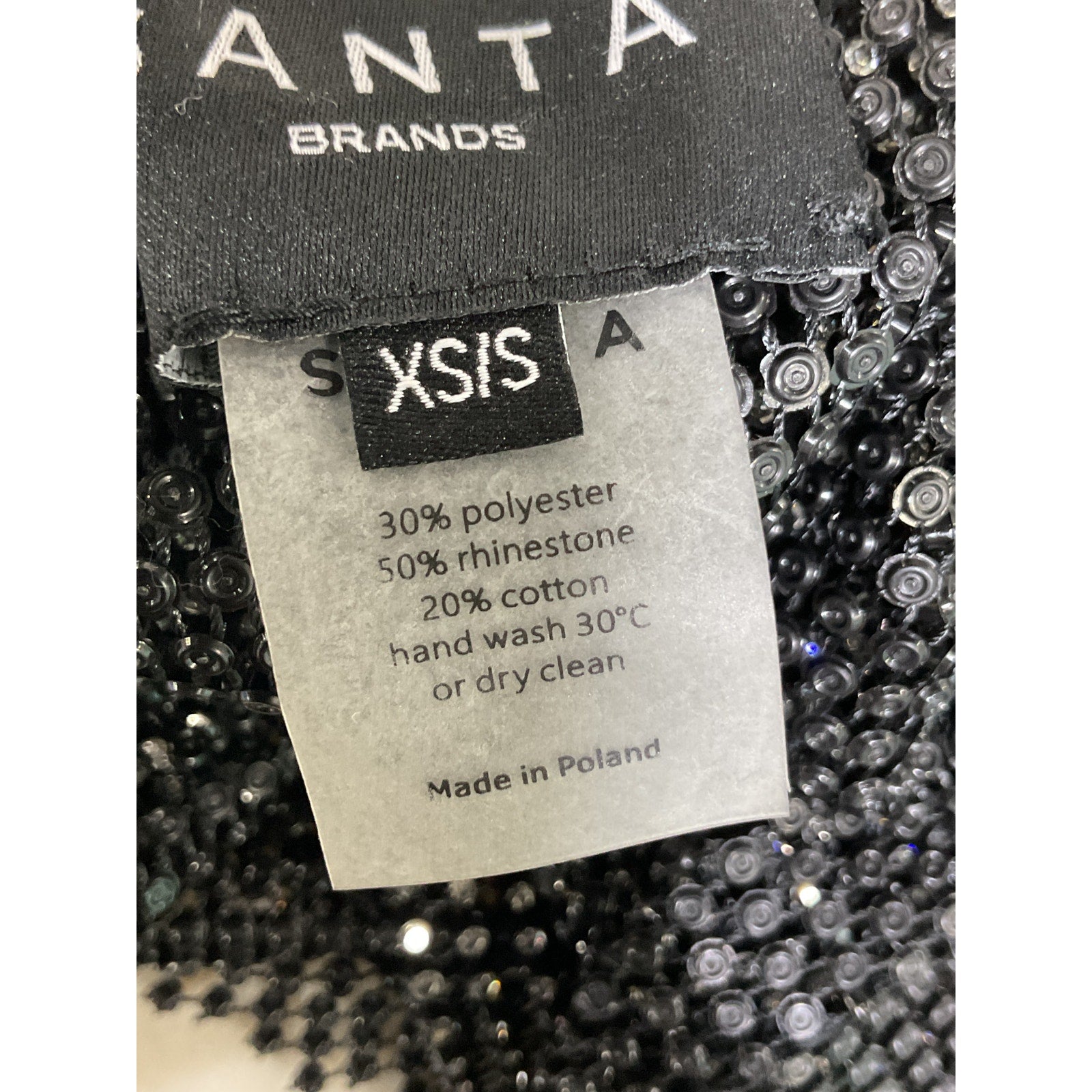 Santa Brands Black Crystal Embellished Crop Top Size XS-S