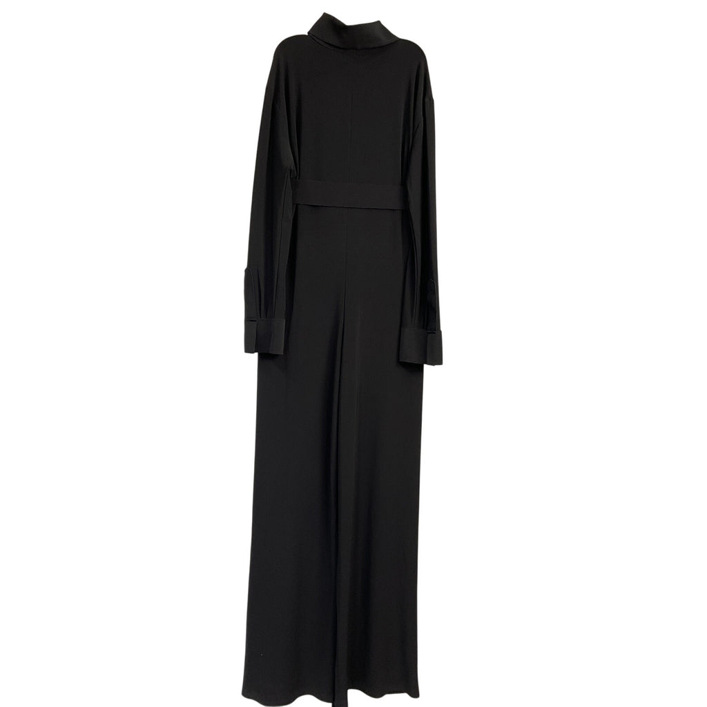 Norma Kamali Shirt Black Polyester Straight Leg Jumpsuit With Collar Stand Size S