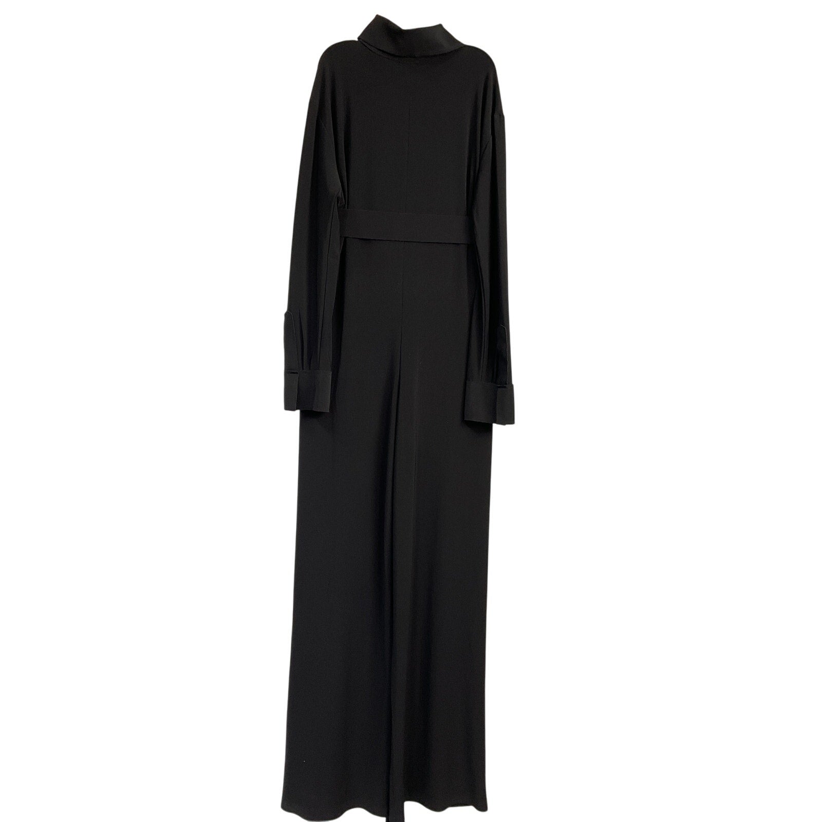 Norma Kamali Shirt Black Polyester Straight Leg Jumpsuit With Collar Stand Size S