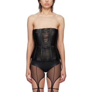 Miaou 'Hannah' Black Polyurethane Jewett Edition Flux Corset Size XS