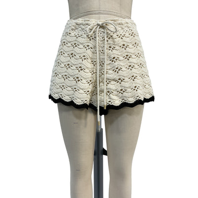 Zimmermann 'Rhiannon' Cream Cotton Crochet Short Size 3