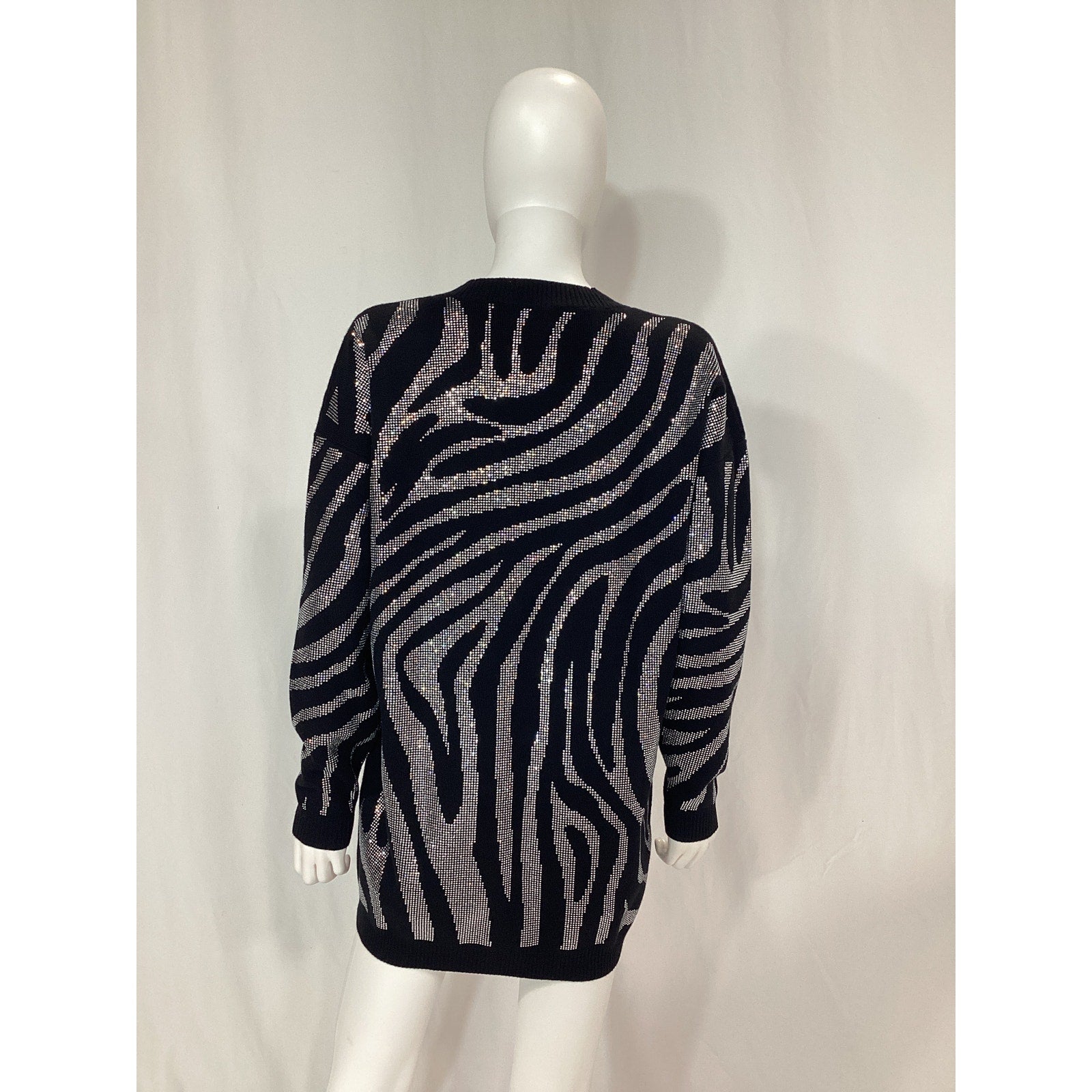 Retrofete 'Natalya' Black Knit Crystal Embellished Cardigan Size XS