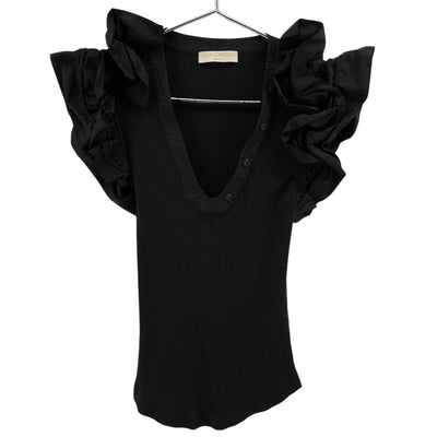 Ulla Johnson Ruffled Noir Birdie Top Shirt Size XS