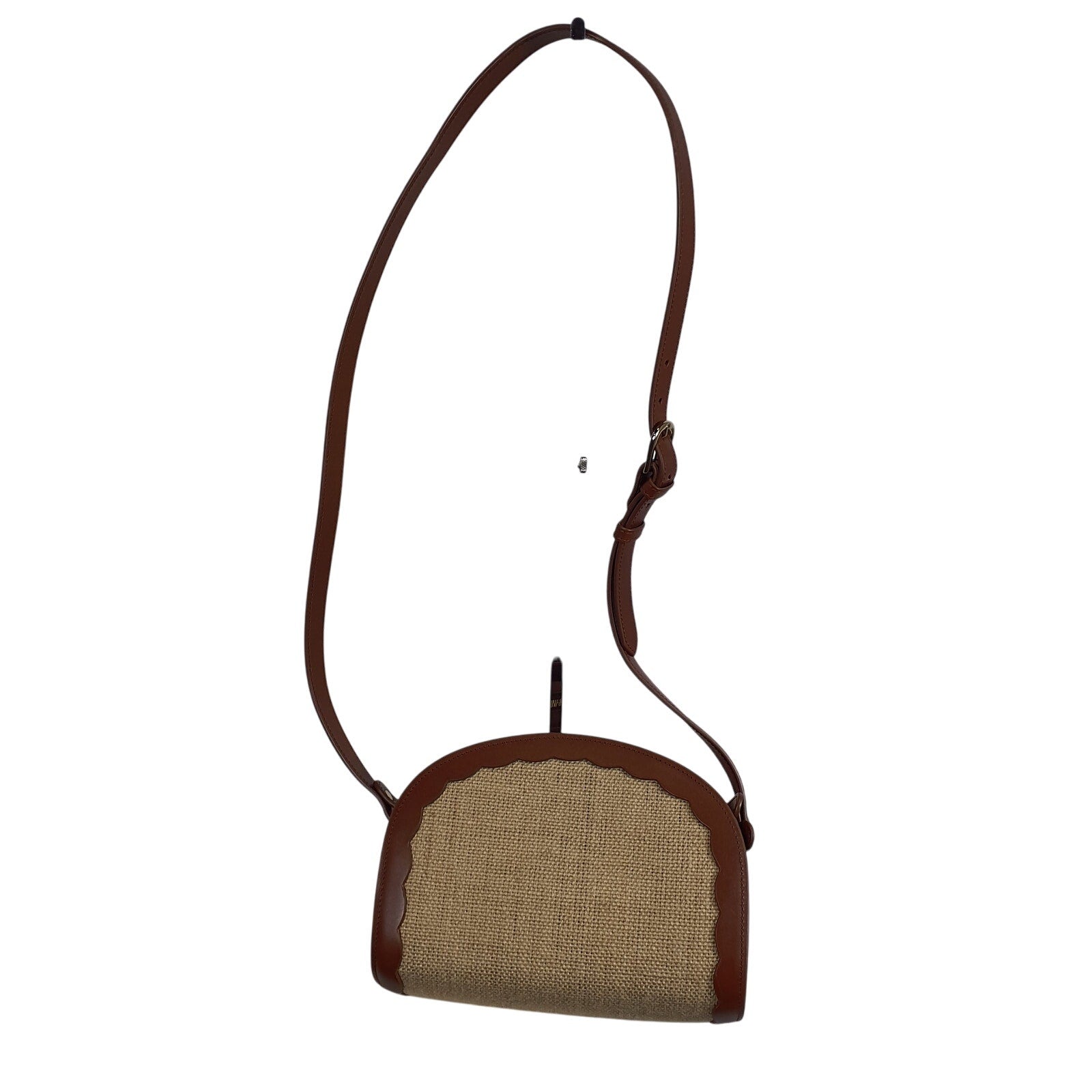A.P.C. 'Demi-Lune' Tan Leather Jute Shoulder Bag