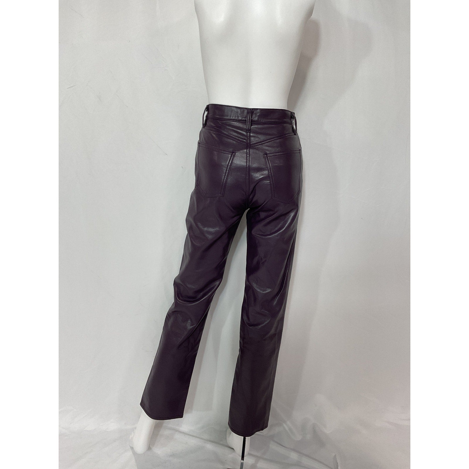 Agolde Recycled Black Leather 90's Pinch Waist Pants Size 24