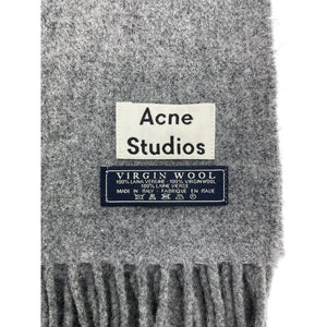 Acne Studios Cozy Gray Logo Patch Scarf
