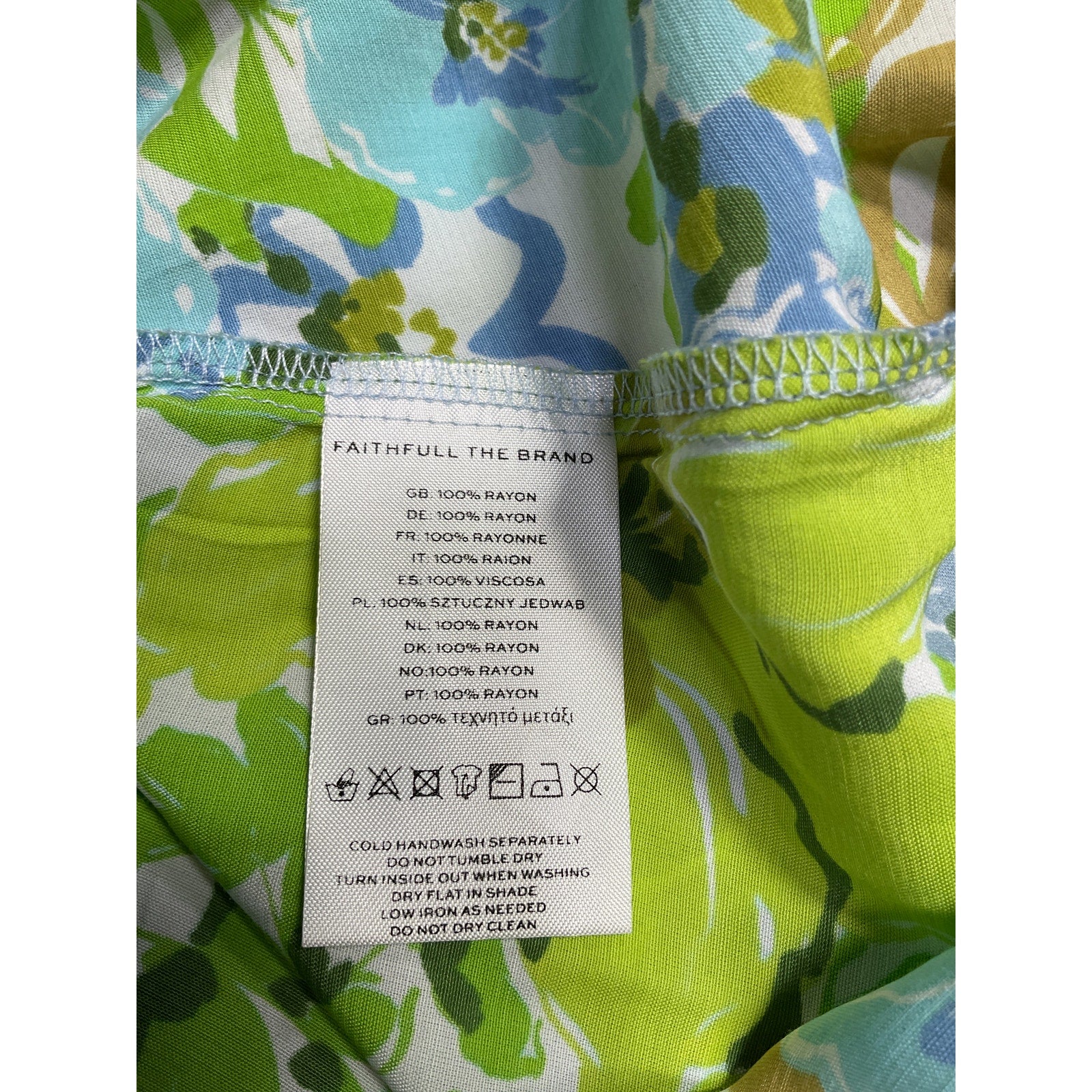 Faithfull The Brand 'Altura' Green Rayon Mini Dress Size M