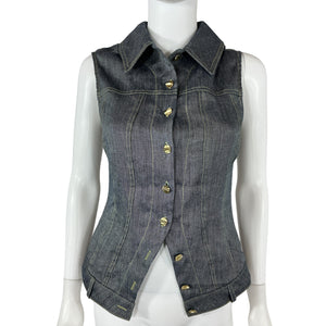Matthew Bruch Structured Gray Button Front Vest Size 2