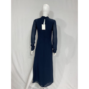 Reformation 'Tilda' Blue Long Sleeve Midi High Neckline Dress Size 2 - NWT