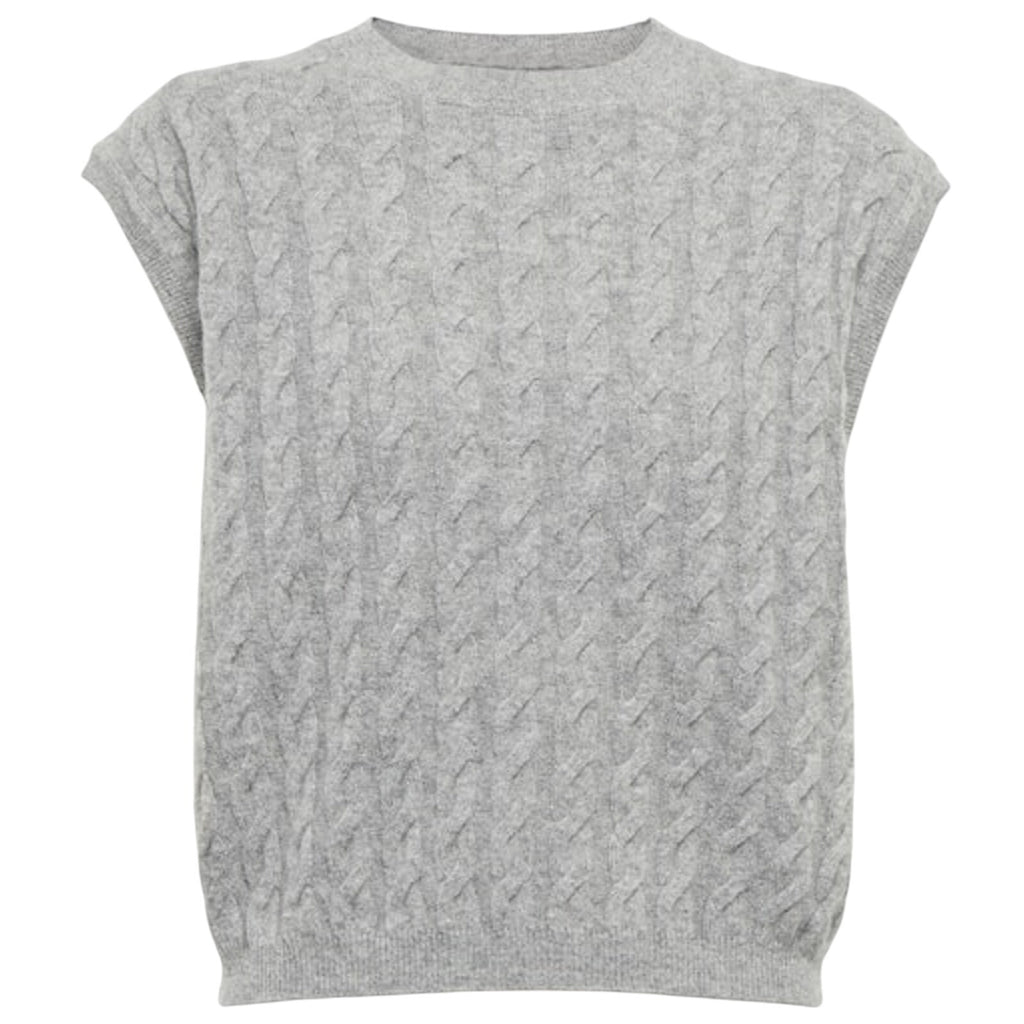 Jardin Des Orangers Grey Cashmere Cable-Knit Cashmere Sweater Vest Size XS