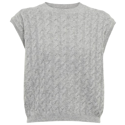 Jardin Des Orangers Grey Cashmere Cable-Knit Cashmere Sweater Vest Size XS