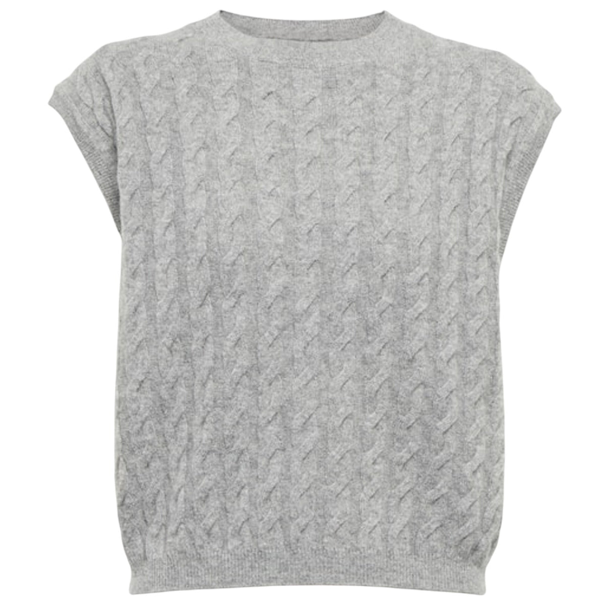 Jardin Des Orangers Grey Cashmere Cable-Knit Cashmere Sweater Vest Size XS