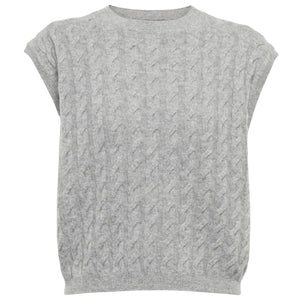 Jardin Des Orangers Grey Cashmere Cable-Knit Cashmere Sweater Vest Size XS