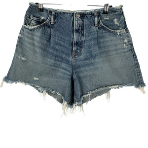 Moussy Distressed Blue Ludlow No Belt Shorts Size 28
