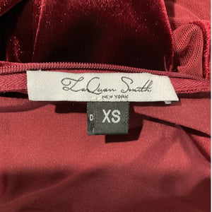 Laquan Smith Draped Oxblood Linear Catsuit Size XS