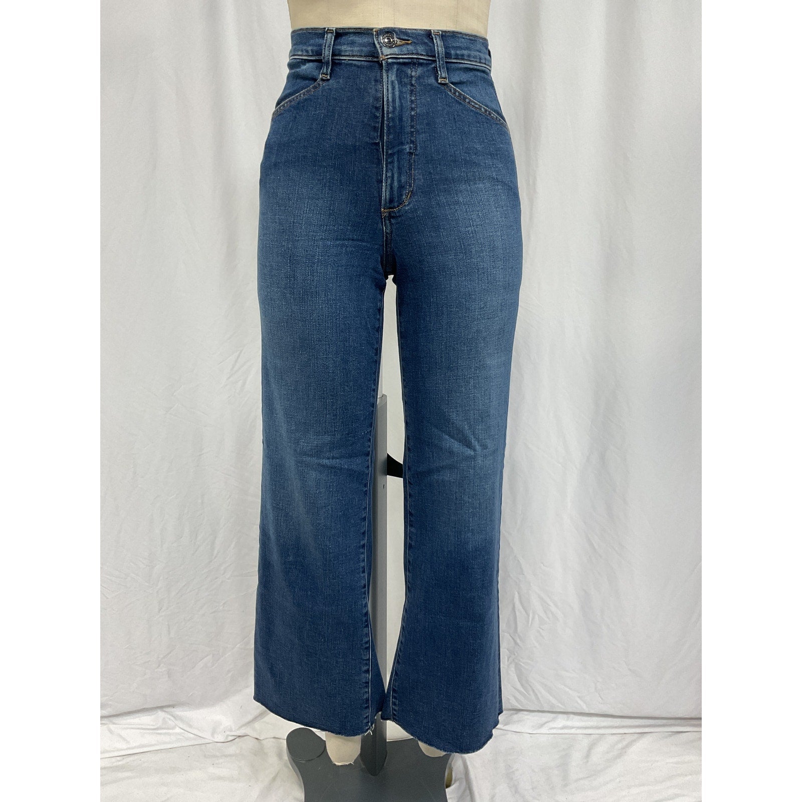 Favorite Daughter Blue Cotton High-Rise Wide Leg Denim Jean Size 24