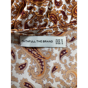 Faithfull The Brand 'Naline' Brown Blouson Sleeve Mini Dress Size S