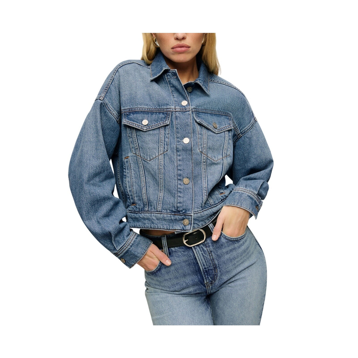 Reformation Lived In Blue Rhodes Denim Jacket Size S