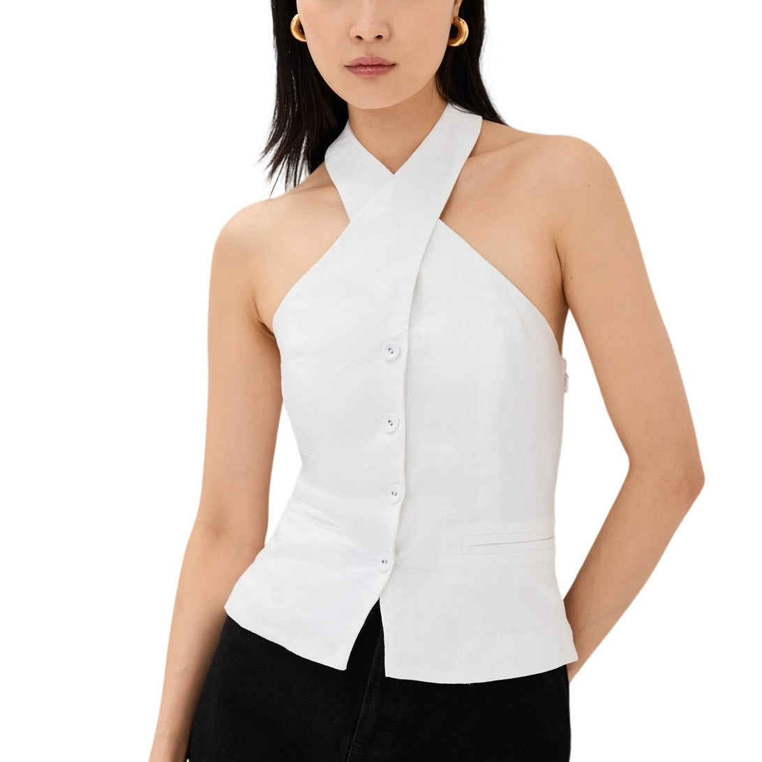 Reformation Halter White Tate Top Size 8