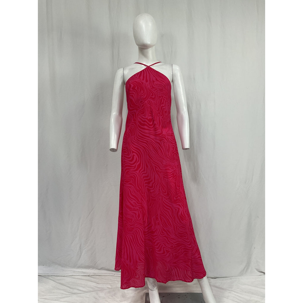 Rixo Opal Printed Pink Silk-Crepe Midi Dress Size S