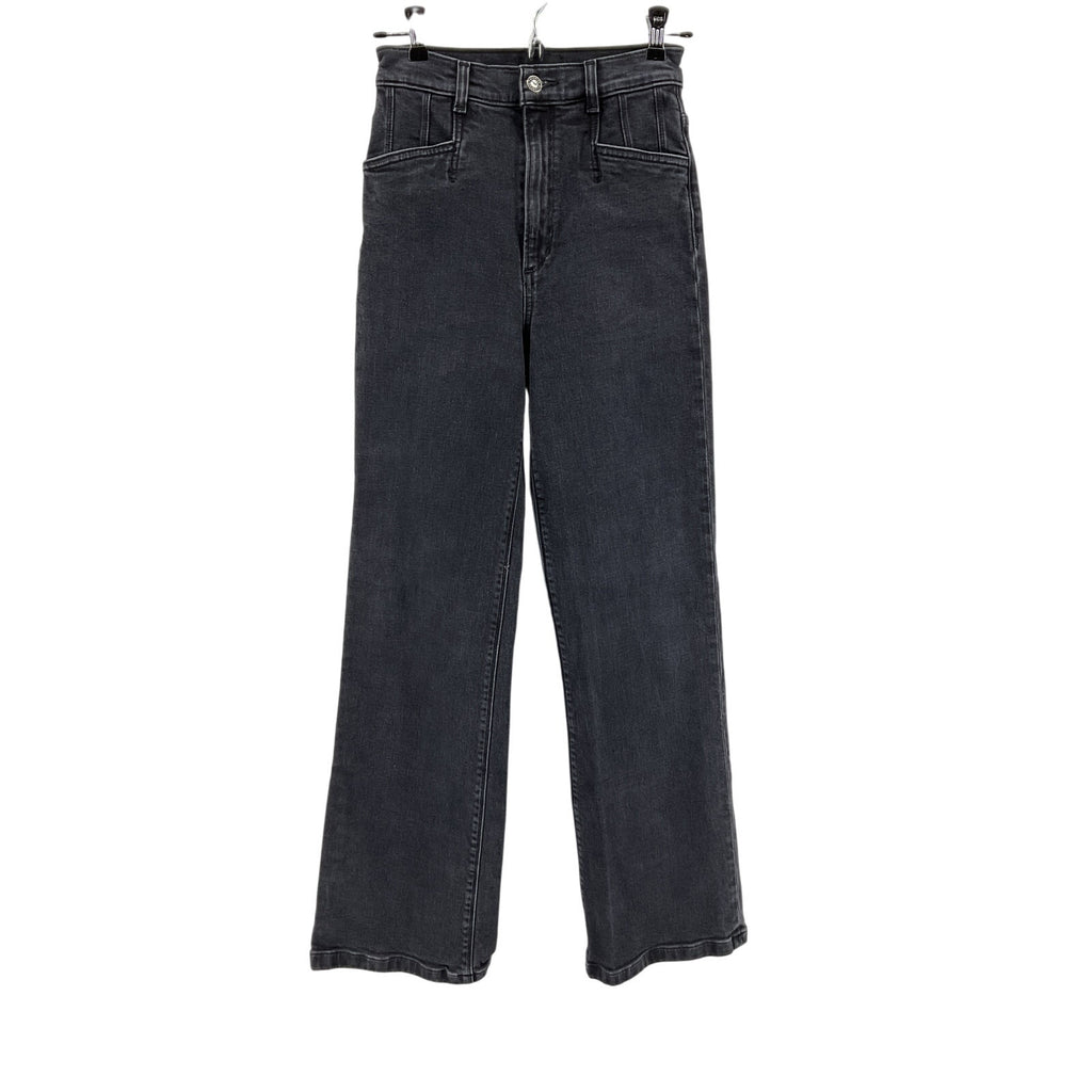 Favorite Daughter 'The Jordie' Black Cotton Super High Rise Wide Leg Denim Jean Size 25