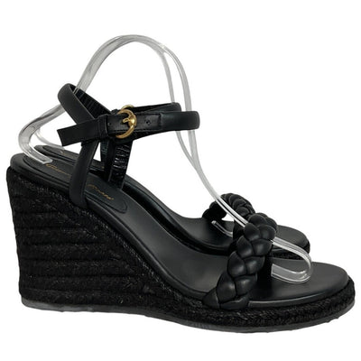 Gianvito Rossi Braided Black Cruz Wedge Sandals Size EU 40/ US 10