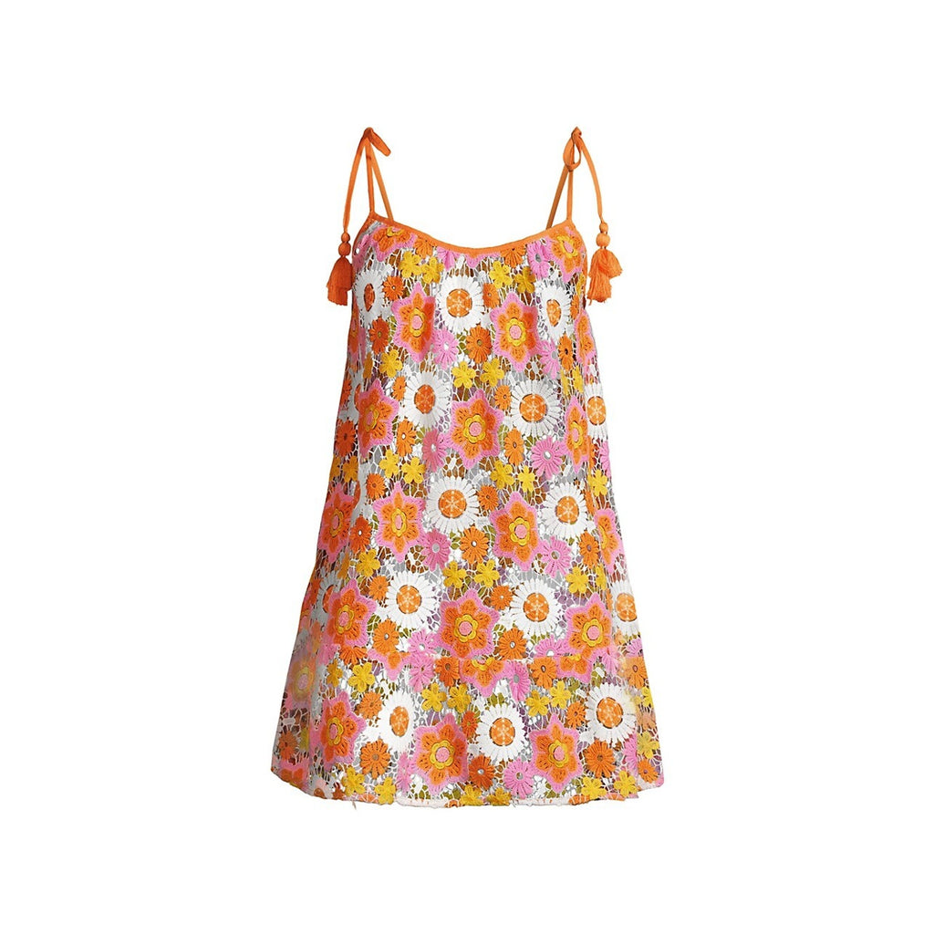 Ramy Brook 'Imani' Orange Polyester Floral Cover-Up Mini Dress Size XS