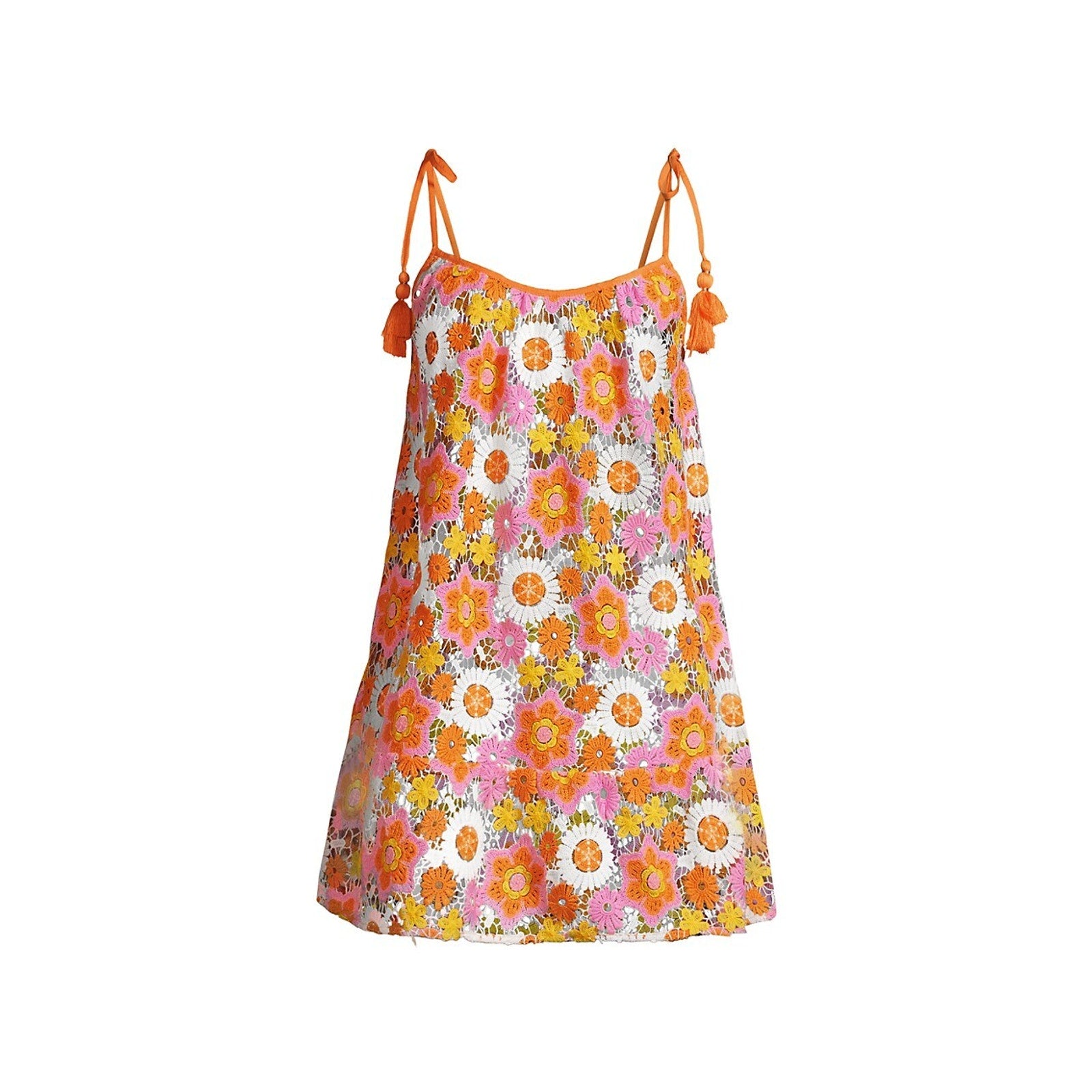 Ramy Brook 'Imani' Orange Polyester Floral Cover-Up Mini Dress Size XS