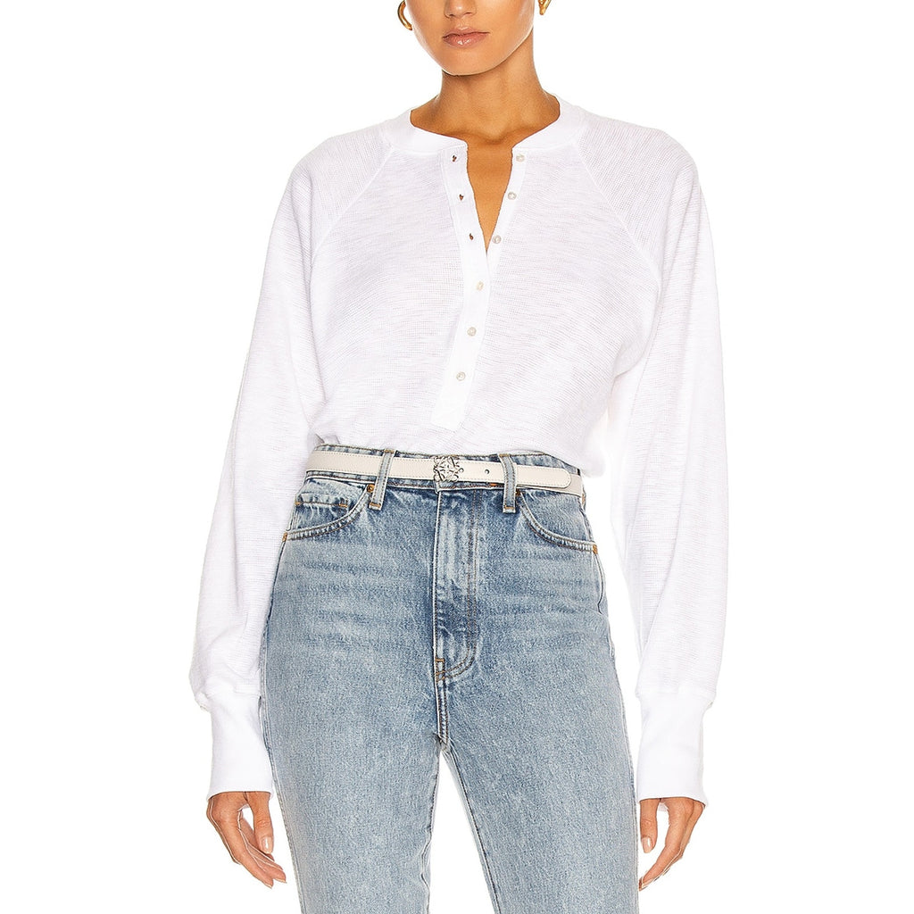 Marissa Webb 'So Uptight' White Thermal Henley Size M