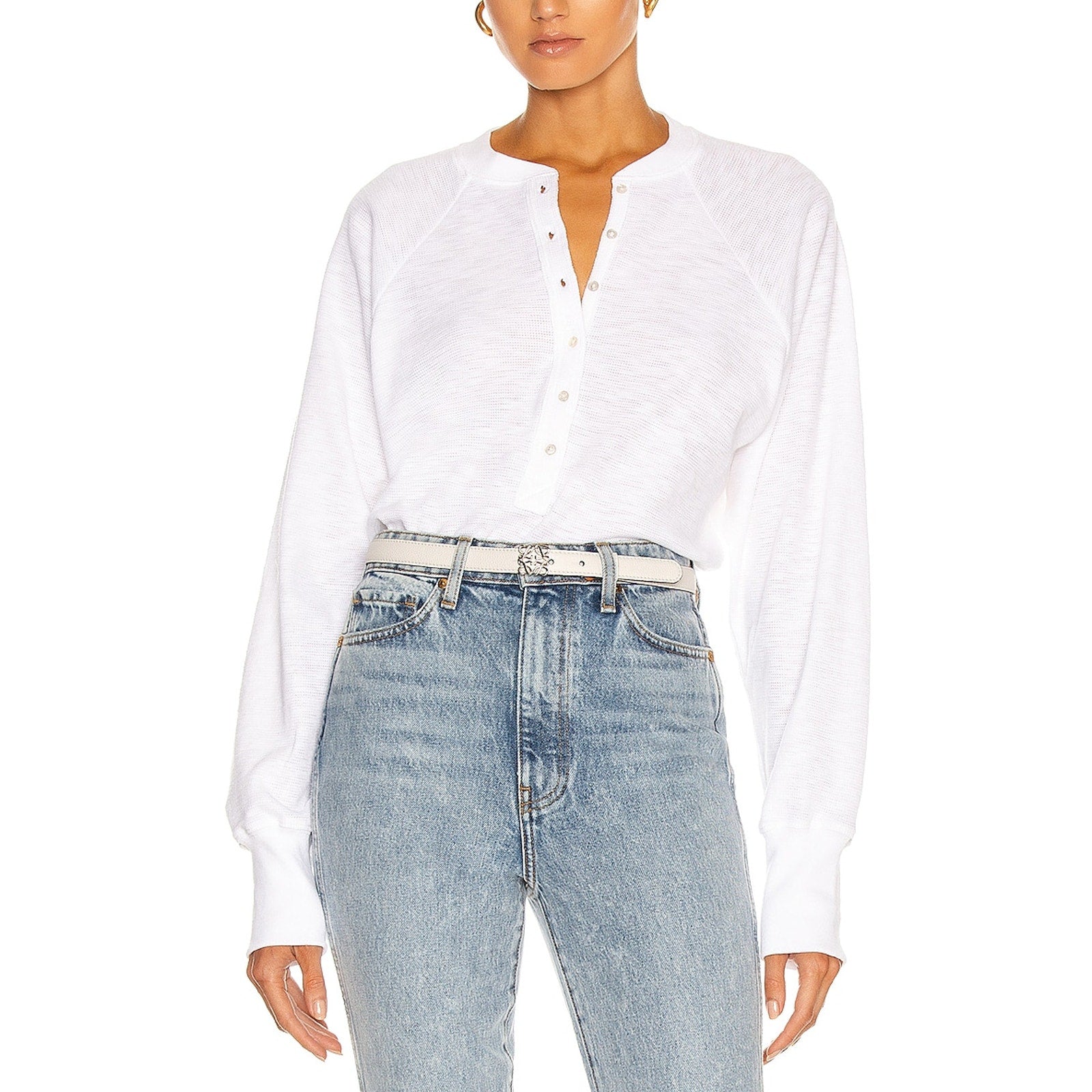Marissa Webb 'So Uptight' White Thermal Henley Size M