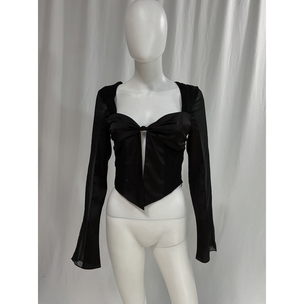 Guizio Long Sleeve Black Open Top Size M
