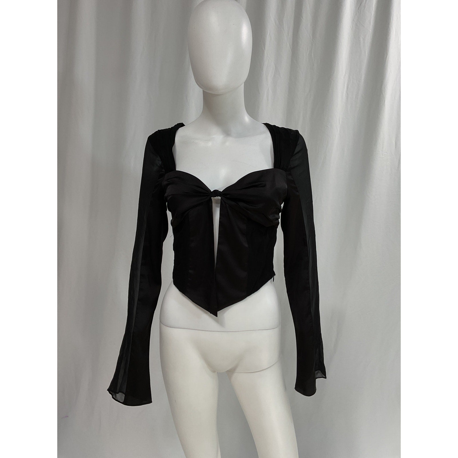Guizio Long Sleeve Black Open Top Size M