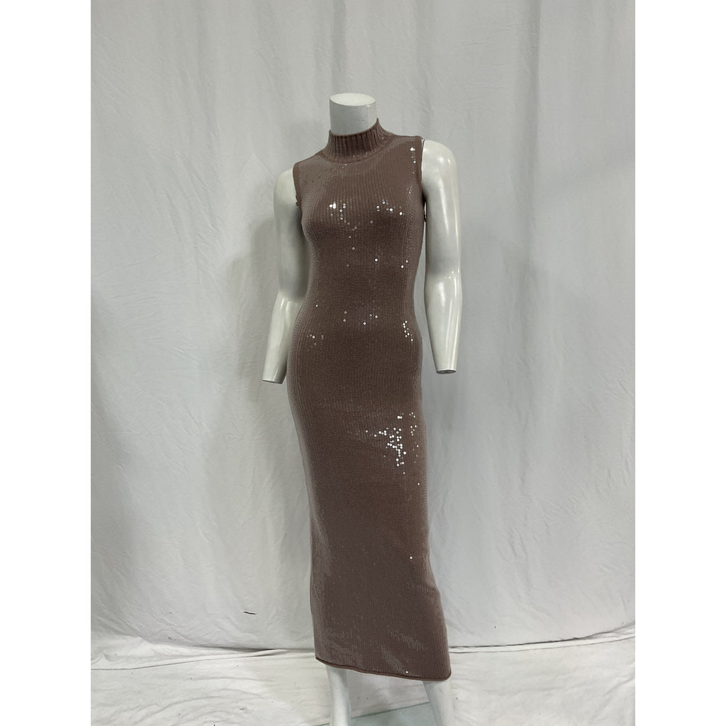 Retrofete 'Dove' Brown Wool Sequin Knit Dress Size XS