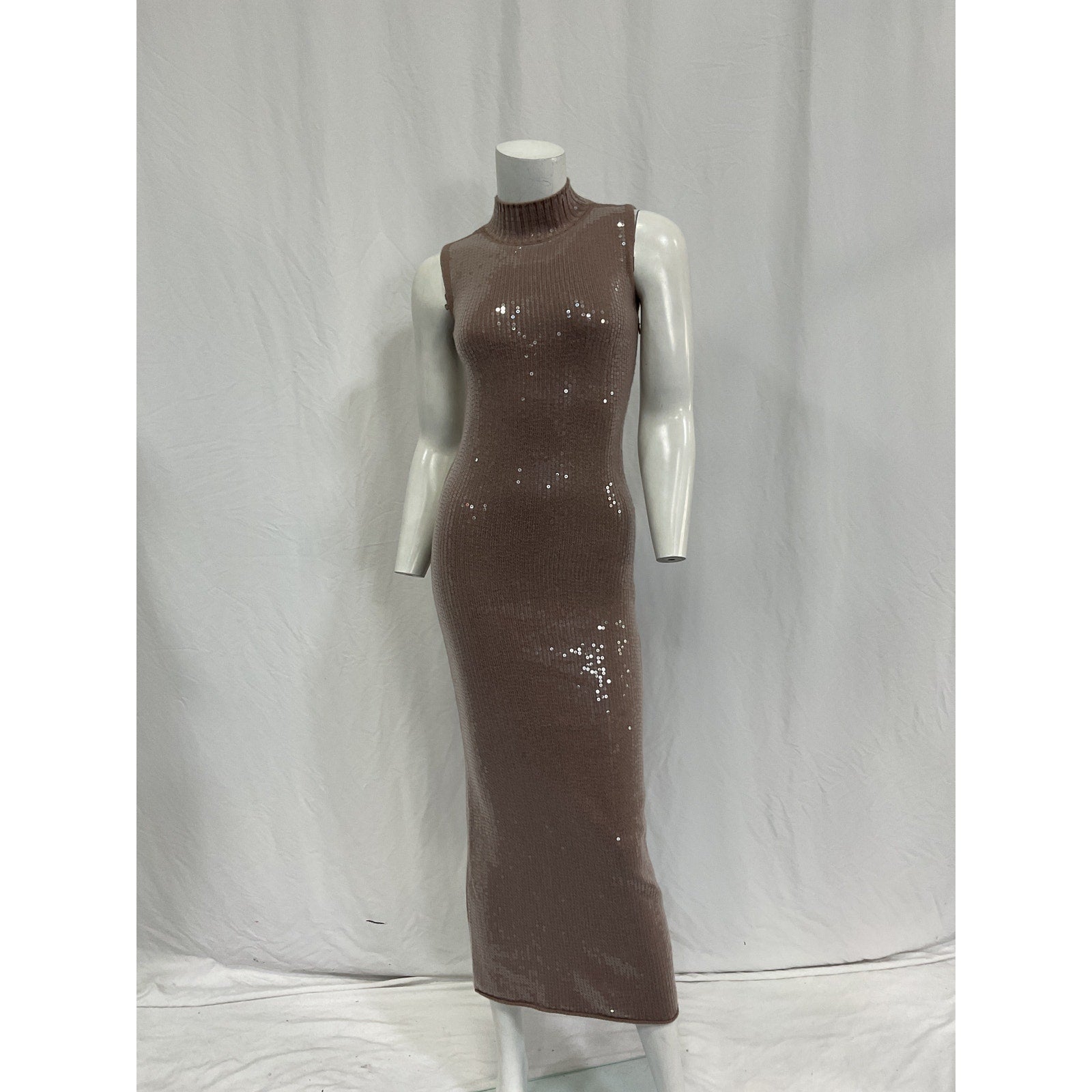Retrofete 'Dove' Brown Wool Sequin Knit Dress Size XS