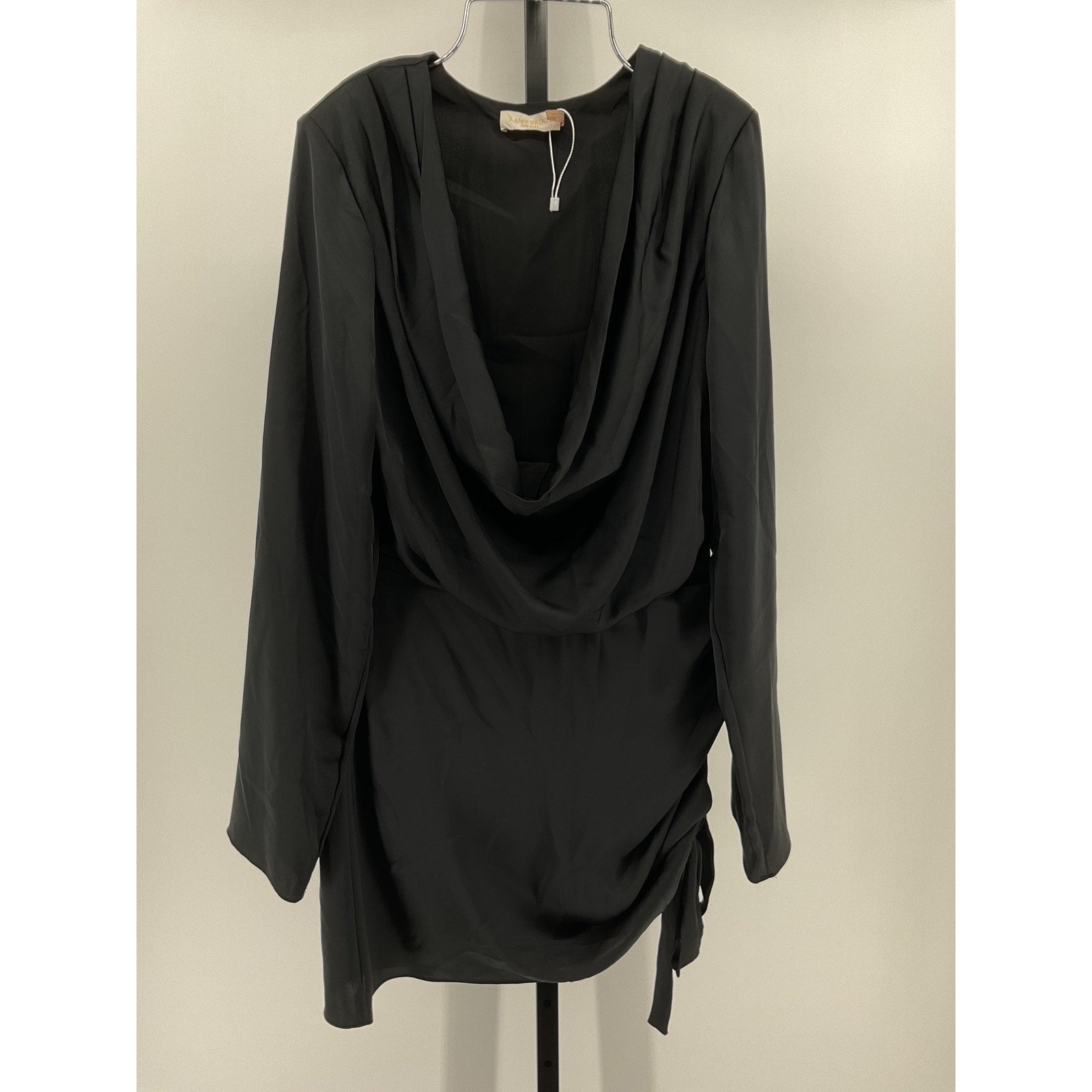 Ramy Brook 'Reeta' Black Polyester Ruched Mini Dress Size S